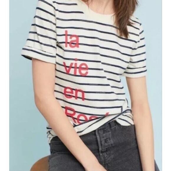 Sol Angeles Tops - Anthropologie Sol Angeles La Vie en Rosé Parisian Striped T-Shirt Tee - S